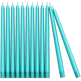 CANDWAX 10 inch Taper Candle Sticks Long Burning Set of 12 - Dripless Dinner Candles for Table Look Like Matte Metallic Candles and are Ideal for Any