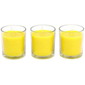 Hosley Set of 3, 4 oz Highly Fragrance Rosemary, Sage, Lemon Grass Blend Filled Glass Votive Candles