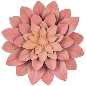 3D Metal Succulent Wall Decor Pink Hand Painted Hanging Metal Flowers 7.5x7.5x1.5 inch Wall Decor for Living Room Bedroom Kitchen Bathroom Flower Wall