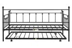 Metal Twin Daybed with Trundle/ Heavy-duty Sturdy Metal/ Noise Reduced/ Trundle for Flexible Space/ Vintage Style/ No Box Spring Needed