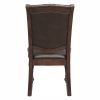 Traditional Style Dining Room Table w Leaf 2x Armchairs and 4x Side Chairs Dining 7pc Set Brown Cherry Finish Upholstered Seat Wooden Furniture