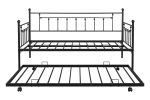 Metal Twin Daybed with Trundle/ Heavy-duty Sturdy Metal/ Noise Reduced/ Trundle for Flexible Space/ Vintage Style/ No Box Spring Needed