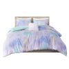 Watercolor Tie Dye Printed Duvet Cover Set with Throw Pillow