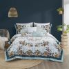 5 Piece Cotton Floral Comforter Set with Throw Pillows