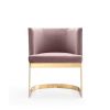 Manhattan Comfort Aura Blush and Polished Brass Velvet Dining Chair