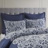 7 Piece Flocking Comforter Set with Euro Shams and Throw Pillows