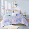 Watercolor Tie Dye Printed Duvet Cover Set with Throw Pillow