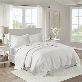 3 Piece Reversible Scalloped Edge Quilt Set (Color: as Pic)